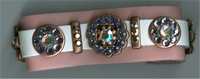 dubbele armband met band smal wit en breed roze  20 cm.
